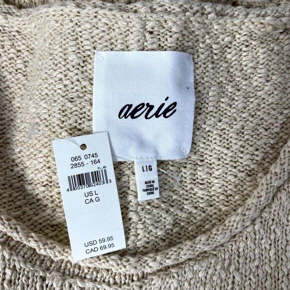 NWT Aerie Oversized Voop Sweater Size L Soft‎ Oak Color - Picture 2 of 8